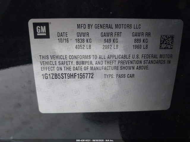 1G1ZB5ST9HF156772 Chevrolet lfv - di: direct injection, vvt: variable valve timing, gen 1