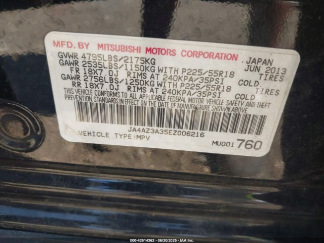 2014 MITSUBISHI OUTLANDER JA4AZ3A35EZ006216 Photo 8