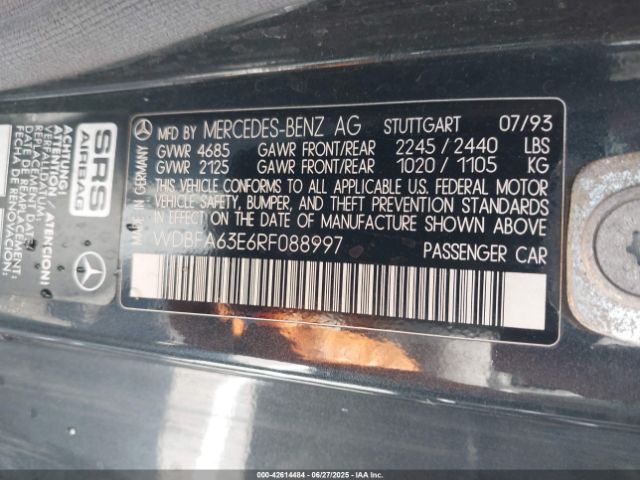 1994 MERCEDES-BENZ SL WDBFA63E6RF088997 Photo 8