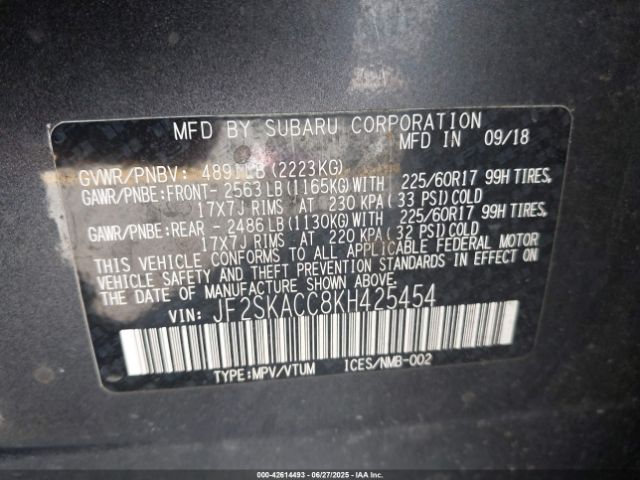 JF2SKACC8KH425454 Subaru naturally aspirated u5