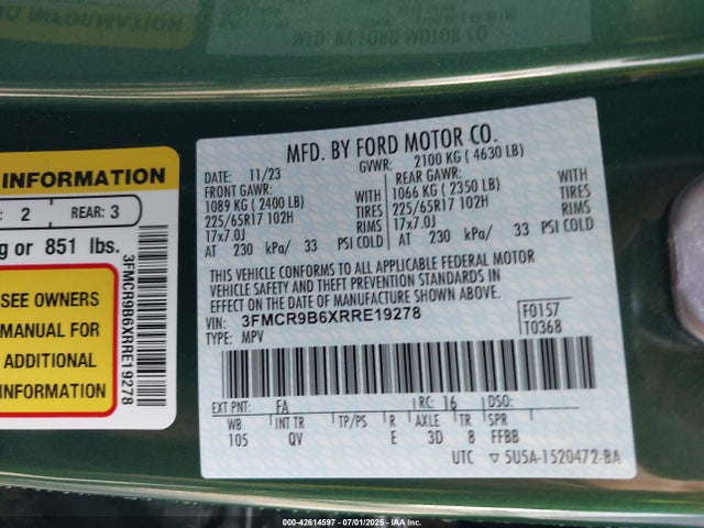 3FMCR9B6XRRE19278 Ford dragon