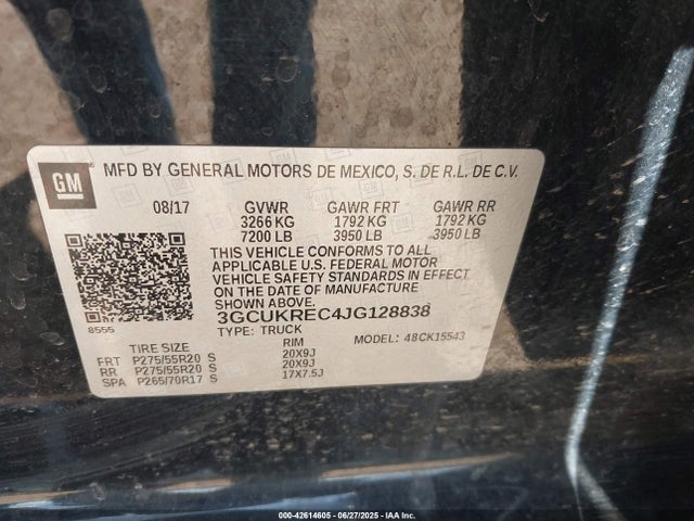 3GCUKREC4JG128838 Chevrolet l83 - sidi: spark ignited direct injection, vvt: variable valve timing, afm, e85 max, alum