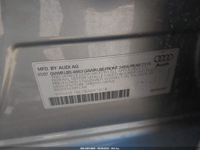 2008 AUDI A4 WAUAF78E28A041678 Photo 8