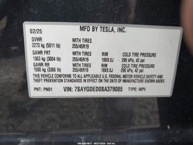 2025 TESLA MODEL Y 7SAYGDED0SA379085 Photo 8