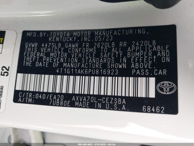 4T1G11AK6PU816923 Toyota a25a-fks