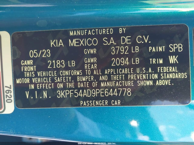 3KPF54AD9PE644778 KIA mpi nu