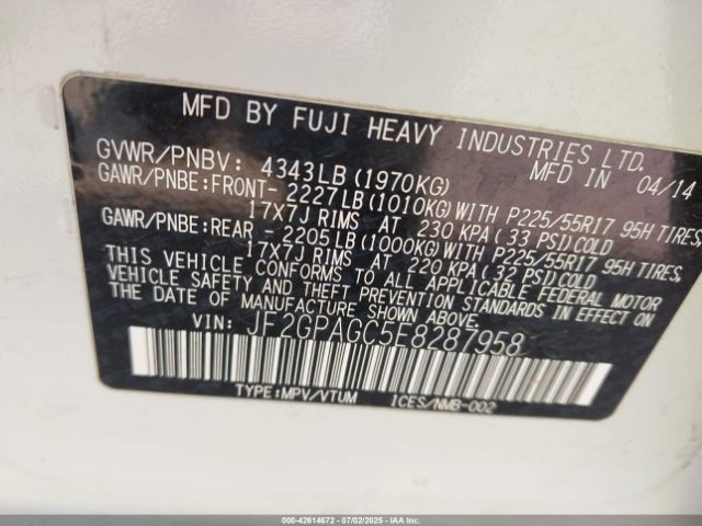 2014 SUBARU XV CROSSTREK JF2GPAGC5E8287958 Photo 8