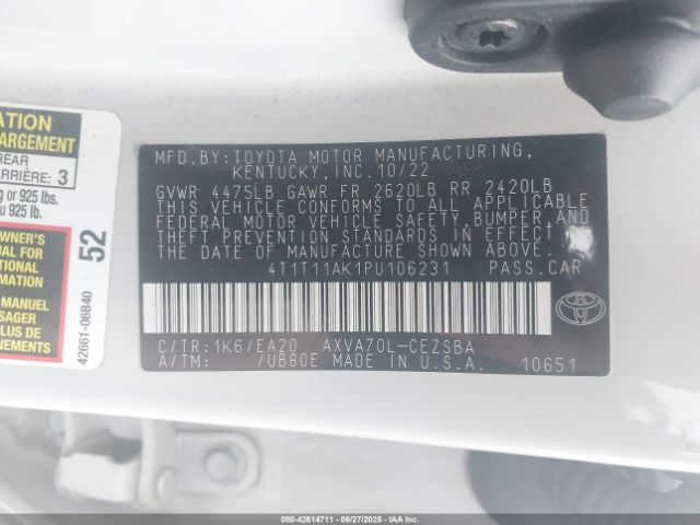 4T1T11AK1PU106231 Toyota a25a-fks