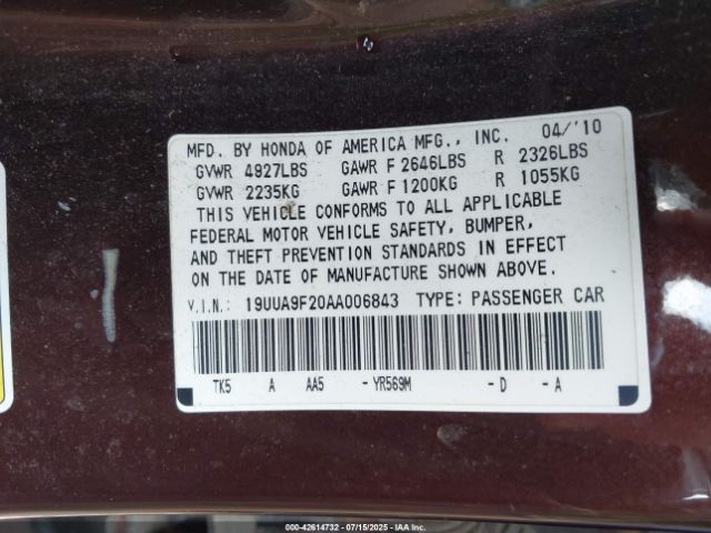 2010 ACURA TL 19UUA9F20AA006843 Photo 8