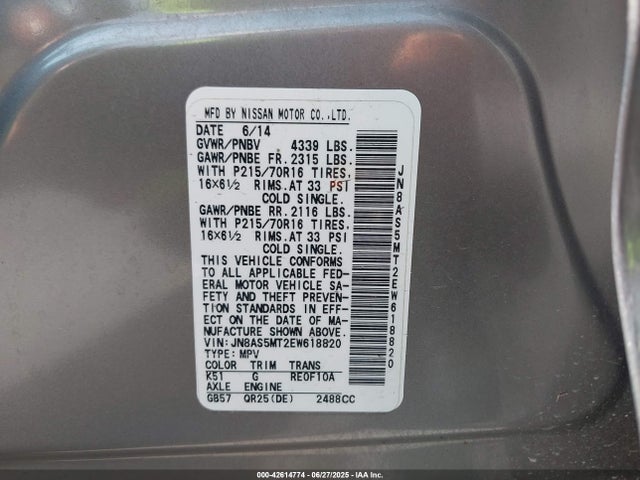 Nissan 2014 2014 JN8AS5MT2EW618820 Image 9