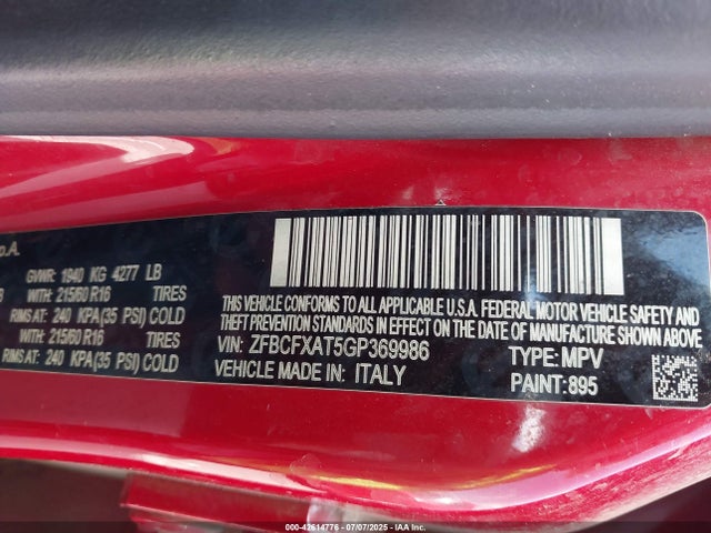 ZFBCFXAT5GP369986 Fiat 2016