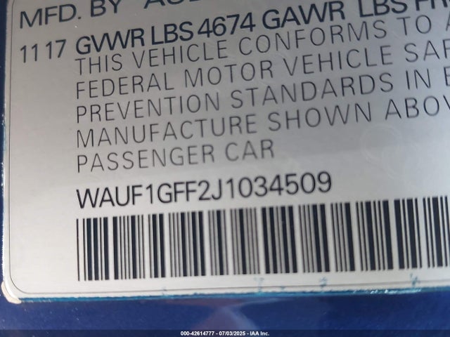 2018 AUDI S3 WAUF1GFF2J1034509 Photo 8