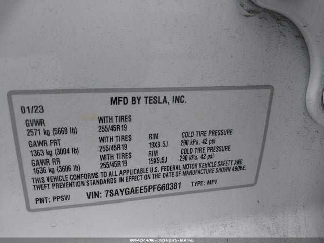 2023 TESLA MODEL Y 7SAYGAEE5PF660381 Photo 8