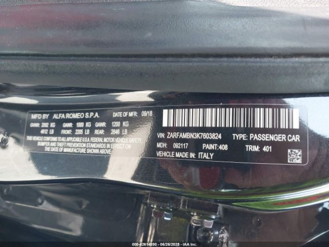 ZARFAMBN3K7603824 Alfa Romeo 2019