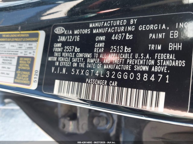 5XXGT4L32GG038471 KIA t-gdi theta ii