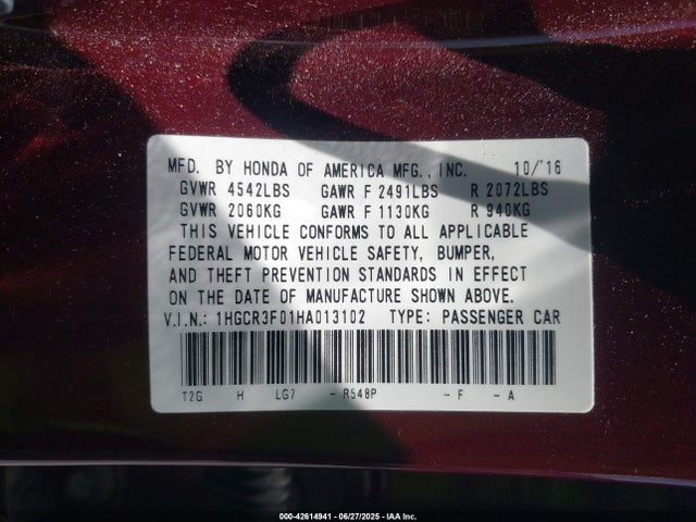 1HGCR3F01HA013102 Honda j35y1