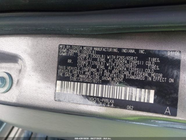 2006 TOYOTA TUNDRA 5TBET38156S518311 Photo 8