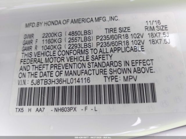 2017 ACURA RDX 5J8TB3H36HL014116 Photo 8