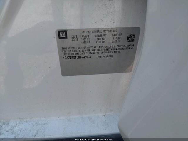 1G1ZE5ST0GF243594 Chevrolet lfv - di: direct injection, vvt, gen1 gmna