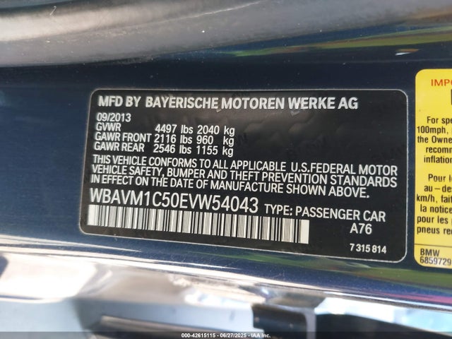 WBAVM1C50EVW54043 BMW 2014