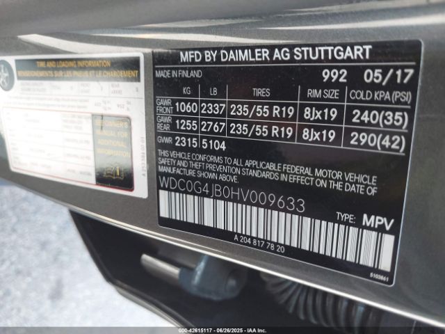 WDC0G4JB0HV009633 Mercedes-Benz m274