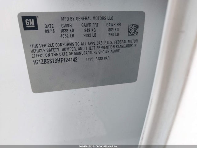 1G1ZB5ST3HF124142 Chevrolet lfv - di: direct injection, vvt: variable valve timing, gen 1