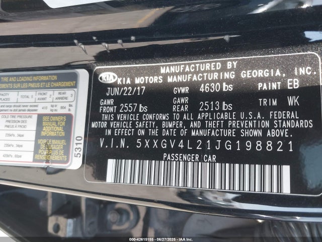 5XXGV4L21JG198821 KIA t-gdi