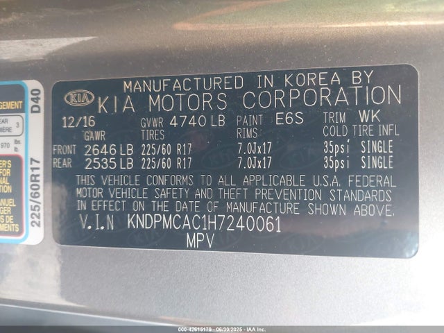 KNDPMCAC1H7240061 KIA gdi theta ii