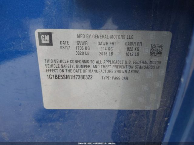 2017 CHEVROLET CRUZE 1G1BE5SM1H7280322 Photo 8