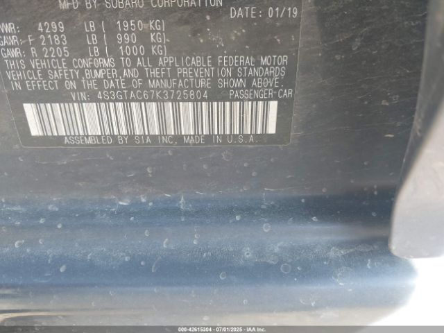 4S3GTAC67K3725804 Subaru 2019