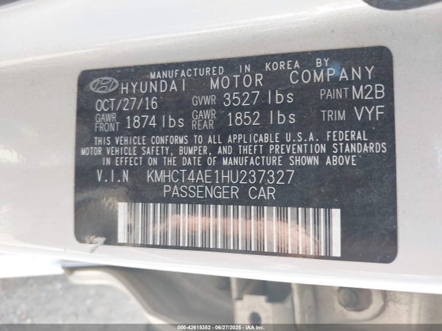 KMHCT4AE1HU237327 Hyundai 2017