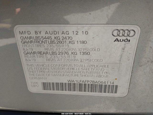 2011 AUDI Q5 WA1LFAFP7BA064114 Photo 8