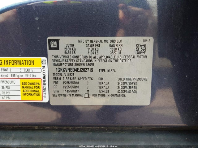 1GKKVNED4EJ202719 GMC llt