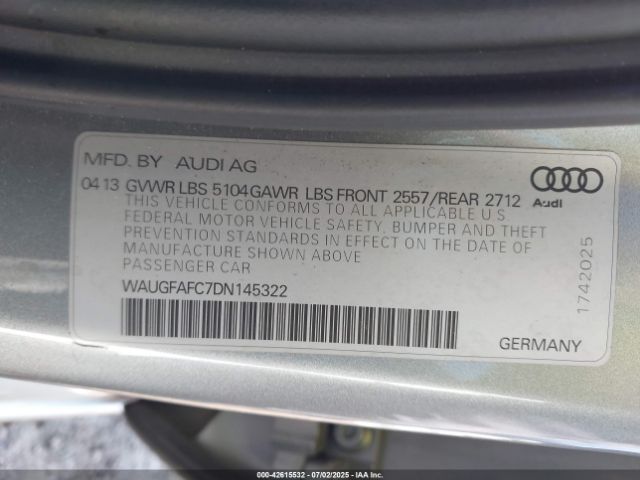 2013 AUDI A6 WAUGFAFC7DN145322 Photo 8