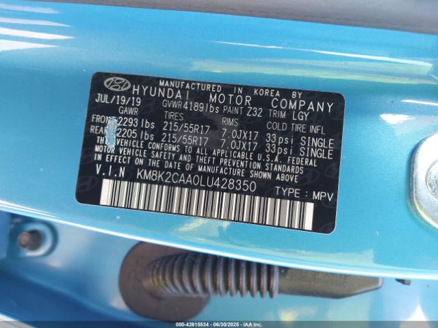 2020 HYUNDAI KONA KM8K2CAA0LU428350 Photo 8