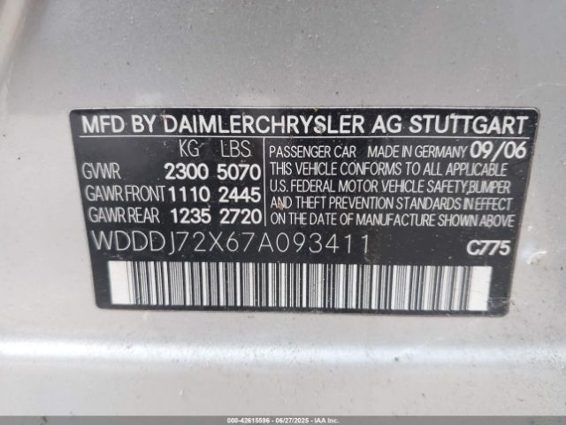 2007 MERCEDES-BENZ CLS 550 WDDDJ72X67A093411 Photo 8
