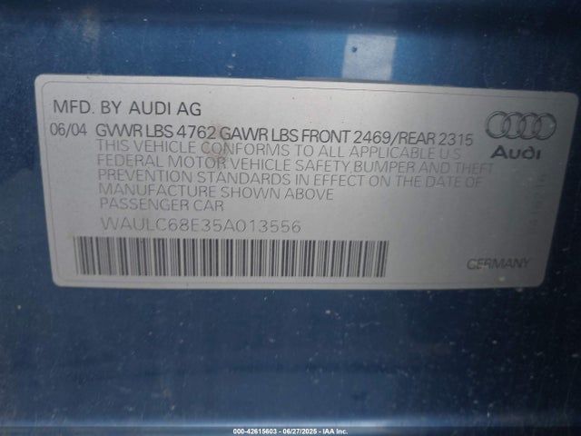 2005 AUDI A4 WAULC68E35A013556 Photo 8