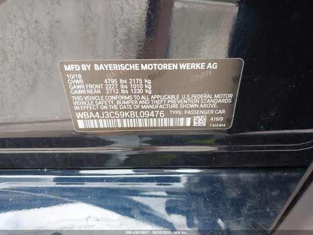 WBA4J3C59KBL09476 BMW 430I