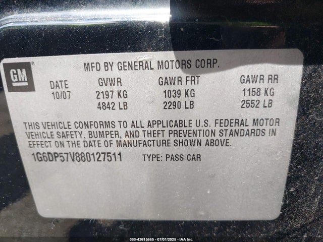 2008 CADILLAC CTS 1G6DP57V880127511 Photo 8