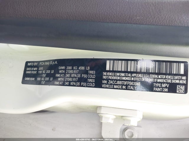 Jeep Renegade 2015 ZACCJBBT0FPB63048 Image 9