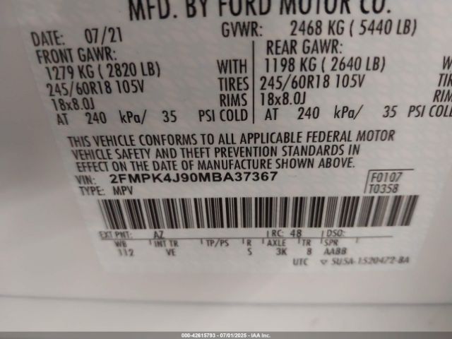 2021 FORD EDGE 2FMPK4J90MBA37367 Photo 8