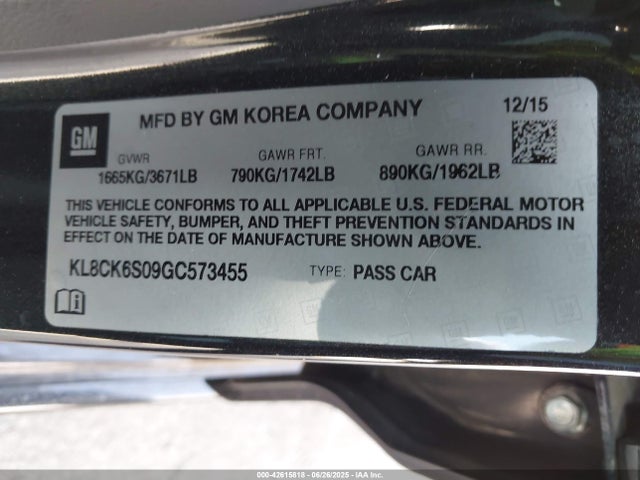 KL8CK6S09GC573455 Chevrolet eno - engine none