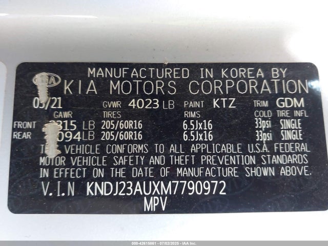 KNDJ23AUXM7790972 KIA mpi nu
