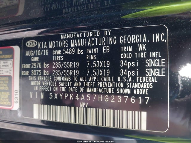 5XYPK4A57HG237617 KIA 2017