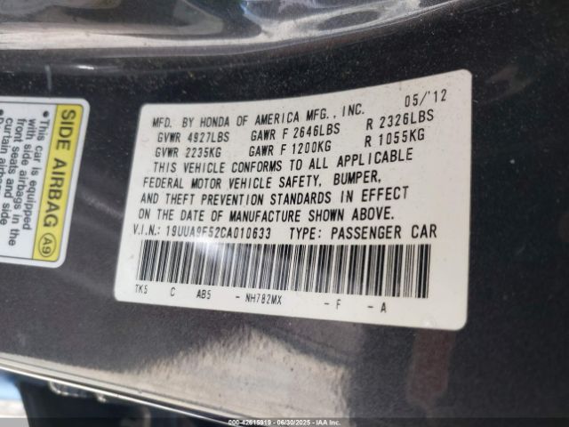 2012 ACURA TL 19UUA9F52CA010633 Photo 8