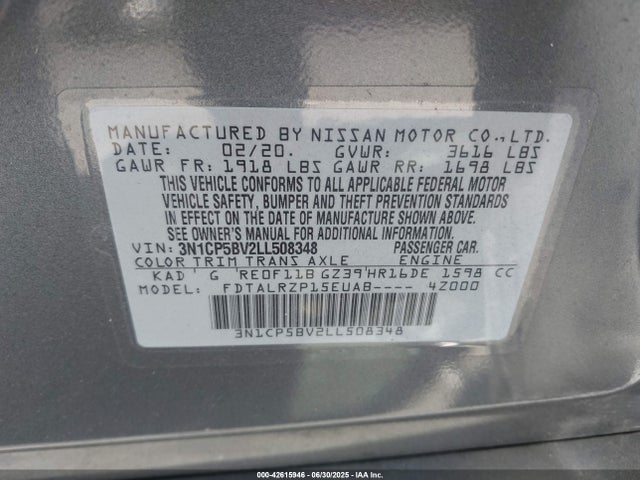 Nissan 2020 2020 3N1CP5BV2LL508348 Image 9