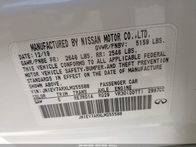 JN1EV7ARXLM255588 Infiniti 2020