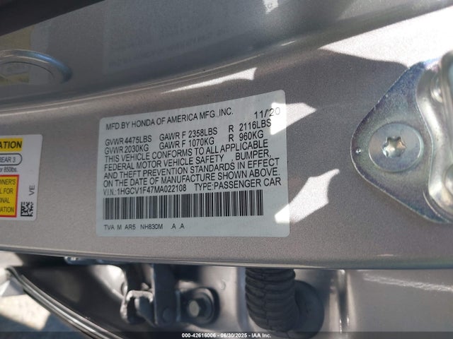 1HGCV1F47MA022108 Honda l15be