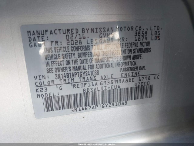 3N1AB7AP7GY241088 Nissan 2016