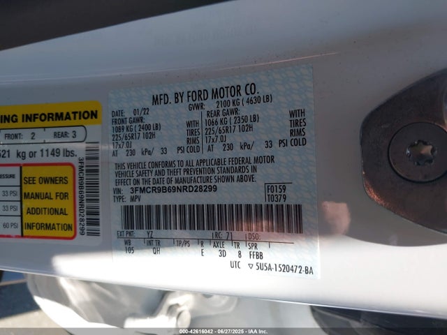 3FMCR9B69NRD28299 Ford dragon